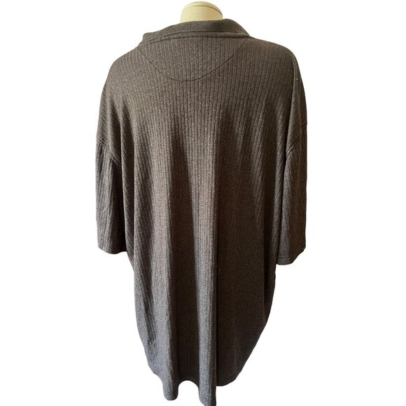George Ribbed Short Sleeve Polo Shirt Sz 3XL Mens Grey Collared Slinky Material - Picture 5 of 10